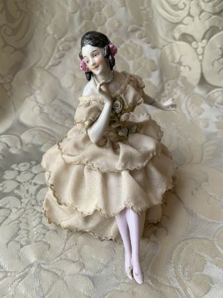 Exceptionnal Half - Doll/demi - Figurine/teepuppe/ Pincushion Doll/volkstedter