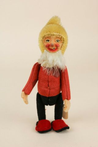 5.  5 " Antique Schuco Perfume Gnome Elf Mohair And Felt Rare Example With Shoes