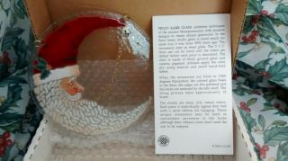 Peggy Karr Crescent Moon Santa 6” Round Fused Art Glass Window Hanging Vintage