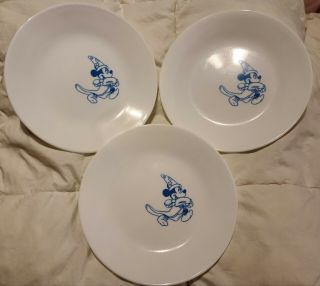 Corelle Disney Mickey Mouse Appetizer /dessert Plates Set Of 3 Blue Fantasia
