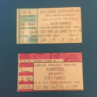 Deep Purple 1985 & 1995 Concert Ticket Stubs Perfect Strangers Gillan Blackmore