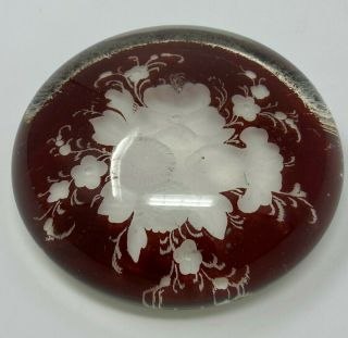 Vintage Antique Ruby Red Art Glass Paperweight Provenance Unknown