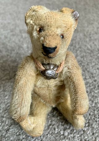 RARE ANTIQUE C.  1910 STEIFF SMALL BROWN TEDDY BEAR 5” FF Long f Button 2