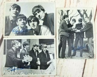 Beatles John,  Paul And Ringo Autographed Tops Trading Cards Group Photos 3 Cards
