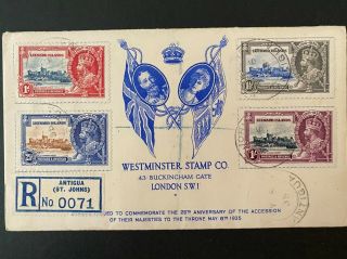 Leeward Kgv Silver Jubilee Set Of 4 On Westminster Cacheted Fdc From Antigua