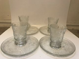 4 Glasses And 4 Plates Tiara Indiana Ponderosa Pine Cone Tree
