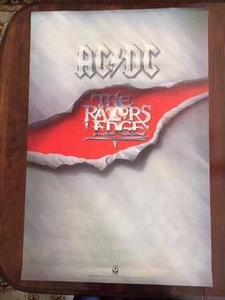 Ac/dc The Razors Edge Rare 2 - Sided Promotional Poster From 1990