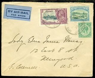 Edw1949sell : Jamaica 1935 Airmail Cover To Usa With Mixed Franking.