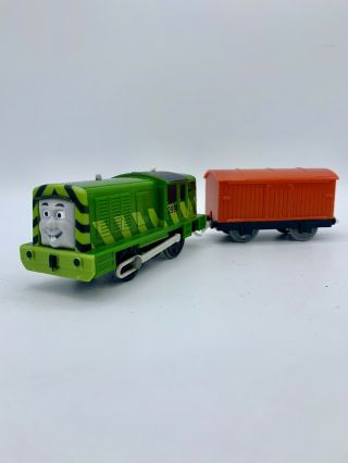 Motorized Salty’s Green Coat Of Paint W/ Boxcar Thomas And Friends Trackmaster