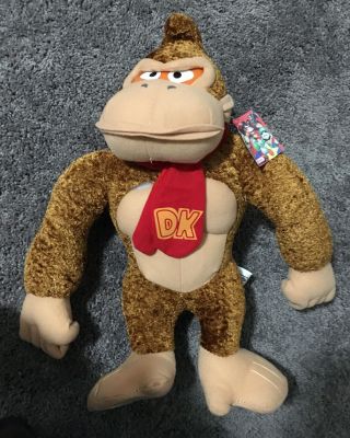 Donkey Kong Vintage Plush 18” Doll Stuffed Gorilla Nintendo Kellytoy 2001