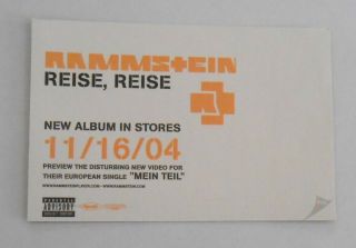 Rammstein Reise,  Reise Du Bist,  Was Du Isst.  Sticker Postcard Promo 6x4 RARE 2