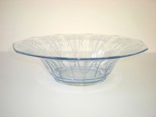 Cambridge Cleo Blue Glass 12 " Centerpiece Bowl Decagon Depression Glass
