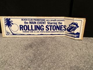 The Rolling Stones Rare 1978 Myrtle Beach Concert Bumper Sticker Mick Jagger
