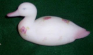 Vintage Fenton Berries & Blossom Opal Satin Duck (signed & Hand Painted. )