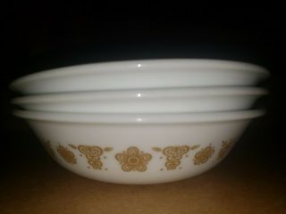 3x Vintage Corning Corelle Butterfly Gold 8 1/2 " Bowls Serving Discontinued 70 