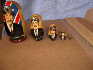 The Beatles Wooden Russian Dolls Set 4 Beatles All Fit Inside Largest Group Doll