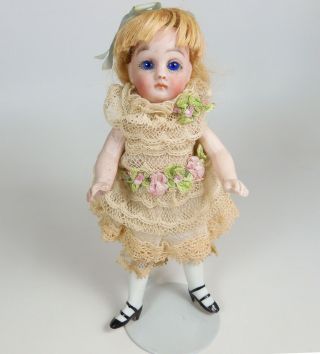 Antique 5 Inch Fully Jointed All Bisque Doll All And Perfect