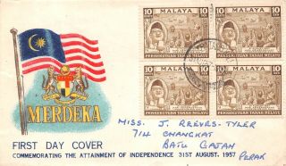 Malaya,  First Day Cover (fdc) Attainment Of Independence 31st August 1957