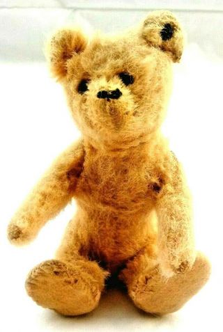 Antique 1910 Steiff Fully Jointed Mohair Teddy Bear Underscore F Button & Ribbon