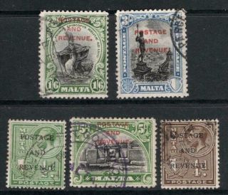 Malta 1928 Group Of 5 Overprints Very Fine Quality & Looking