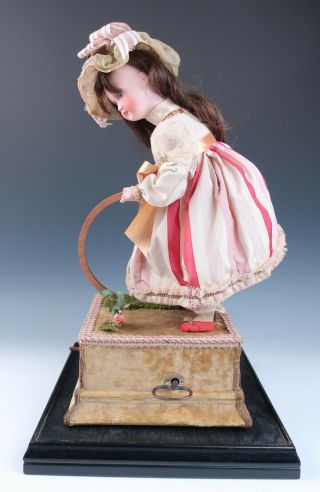 Antique French Bisque Doll Automaton TLC Girl with Hoop Unis SFBJ France 4
