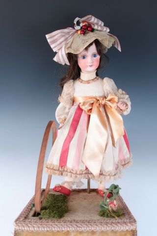Antique French Bisque Doll Automaton TLC Girl with Hoop Unis SFBJ France 5