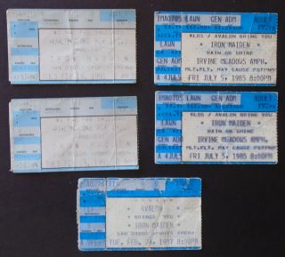 5 - Five_original Tickets_iron Maiden_1985_irvine_1987 - San Diego_2 - 1991_san Dieg0