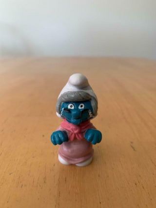 Smurfs 20408 Nanny Smurf Grandma Rare Vintage Figure Pvc Toy Figurine Applause