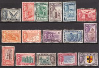 Sarawak 1950 1c - $5 King George Vi Definitives Sg171 - 185 - Vfmlh/vfmnh