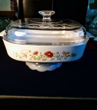 Vintage Corelle Corning Ware A - 10 - B Wildflower Casserole Dish With Lid