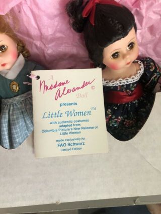 Little Women Ltd Ed FAO Schwarz 8  Madame Alexander Dolls NRB 2