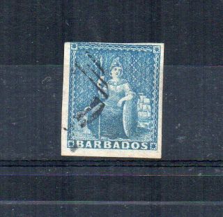 Barbados 1857 - 58 (1d) Blue Fu
