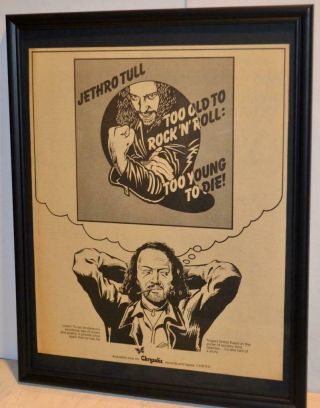 Jethro Tull 1976 Too Old To Rock N Roll Lp Promo Framed Poster / Ad