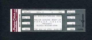 1991 Olivia Newton John Concert Ticket Poplar Creek Hoffman Estates Il