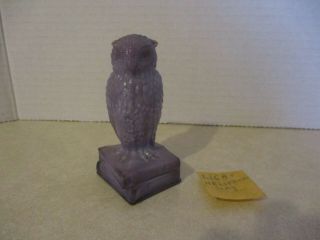 Vintage Degenhart Glass Owl Figurine Purple Slag Color " Light Helitrope Slag "