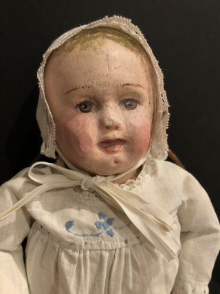 Rare Antique 17” Early Cloth Martha Chase Baby Doll With Open Mouth