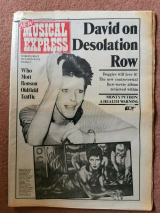Nme Music Newspaper Dated May 11th 1974 David Bowie Cover
