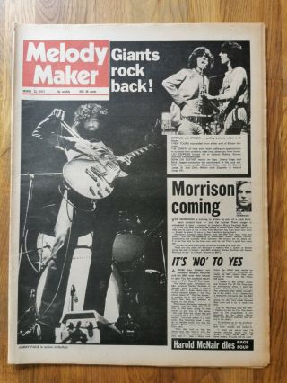 Melody Maker Newspaper March 13th 1971 Led Zeppelin Giants Rock Back Cover