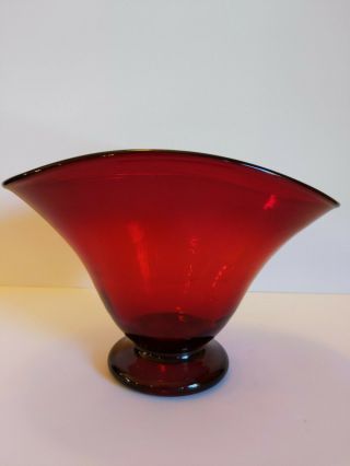 Hand Blown Wide Mouth Red Footed Bowl