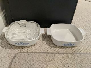 Set Of Two Corning Ware Blue Cornflower Dishes - P - 1 - B & A - 1 - B With One Cover