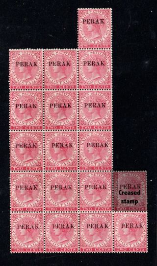 Perak - 1884 - 91 2c Pale Rose Sg 17 Large Unmounted Block