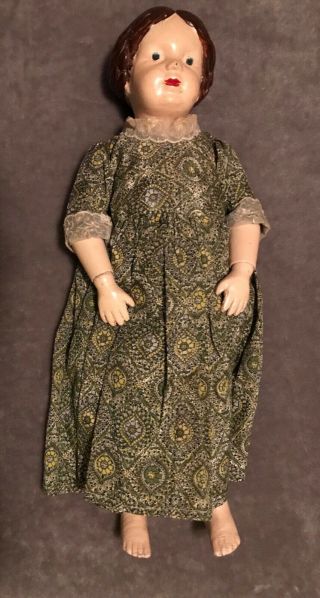 Schoenhut Wood Doll 1911 Carved Hair 16 Inch Jointed Antique Usa Foreign