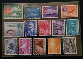 Singapore 1955 Qe Ii 1c To $2 Sg 38 - 51 Sc 28 - 41 Pictorial Mnh