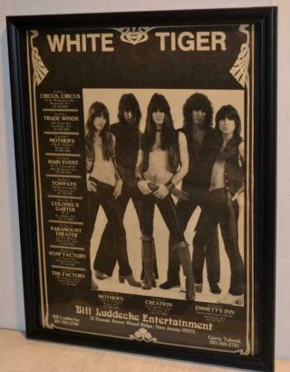 White Tiger Band 1980 Tour Framed Concert Poster / Ad 80 