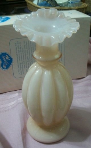Vintage Fenton Light Pink Melon Shaped Vase Cased Glass - Top Jack N The Pulpit