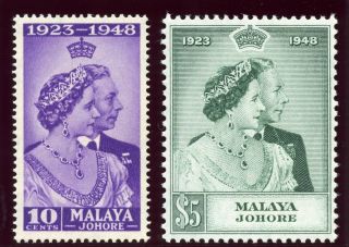 Malaya - Johore 1948 Kgvi Silver Wedding Set Complete Mnh.  Sg 131 - 132.
