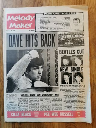 Melody Maker Newspaper February 29th 1964 Beatles Cut Single Cover