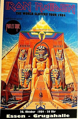 Iron Maiden & Motley Crue - World Slavery Tour 1984 - Germany Poster Scarce