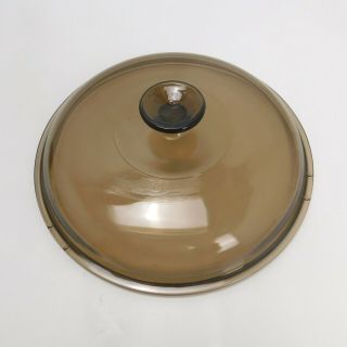 Pyrex B 38 Vision Ware Round Lid Only Brown/amber Glass 10 " Diameter Inside