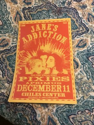 Janes Addiction Poster.  12”,  18”.  With Pixies And Primus.